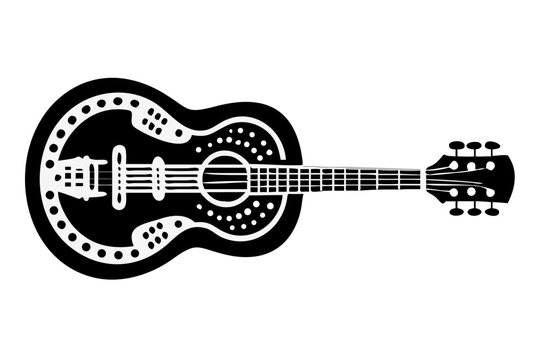 resonator guitar silhouette illustration for blues music instrument vintage sound and musician design