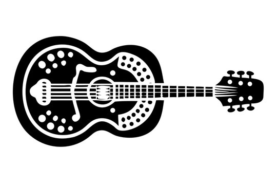 resonator guitar silhouette illustration for blues music instrument vintage sound and musician design