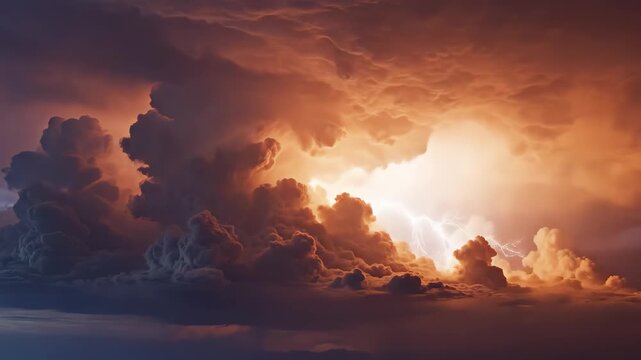 Dramatic cinematic 4K footage of volcanic eruption explosion with smoke and ash clouds at sunset