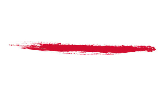 Vibrant red watercolor paint stroke or brush mark on a clean white background, creating a bold and expressive artistic element for design projects, banners, or creative overlays.