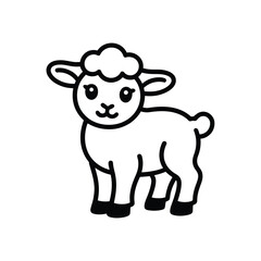 Fototapeta premium A cute cartoon lamb standing alone on a white background
