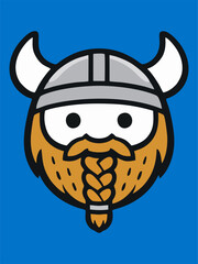 Naklejka premium Cute Viking Mascot Head Cartoon Illustration