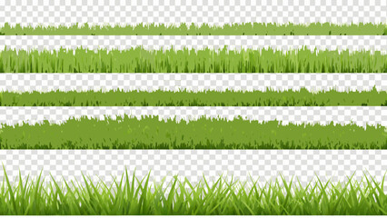 A series of vibrant green grass borders on a transparent background © MihirKumarMondal