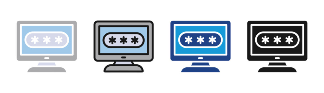 Password Security icon set multiple style collection