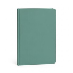 Elegant mint green hardcover notebook standing upright against a white background