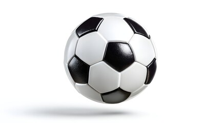 Obraz premium Classic Black and White Soccer Ball Floating Mid-Air.