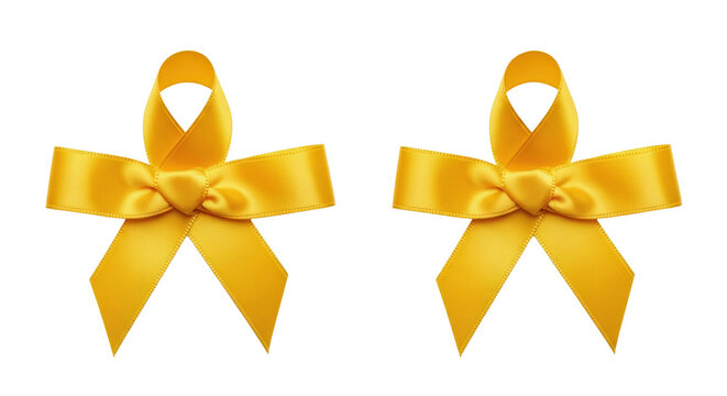 Two yellow awareness ribbons, symbolizing support and solidarity. These delicate ribbons evoke sentiments of compassion and remembrance.
