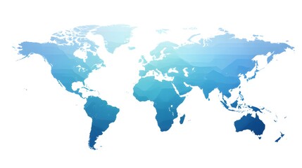 Fototapeta premium Abstract Blue World Map Illustration with Geometric Shapes.