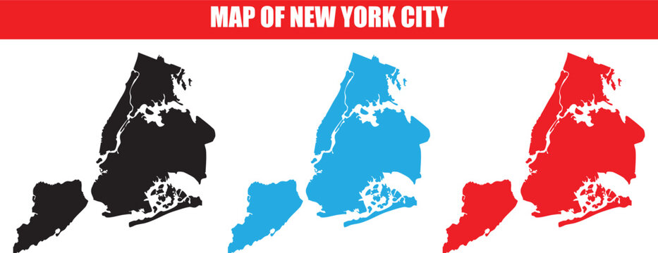 New York City Boroughs Outline Map Vector