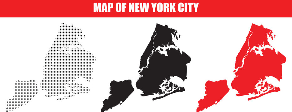 NYC Boroughs Map Silhouette Dotted Vector