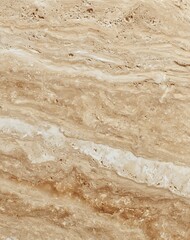 Obraz premium Natural Beige Travertine Stone Texture With Swirling Patterns And Pores Close Up