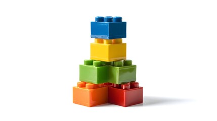 Obraz premium Colorful Stack of Building Blocks Toy on White Background.