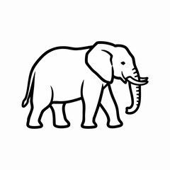 Obraz premium Simple Line Drawing of an African Elephant Walking.