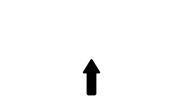 Black arrow Upload Arrow Icon, Minimal Upward Arrow Symbol for File Upload, Data Transfer and Navigation Concept, Simple. Interface Design Element Isolated on black Background.