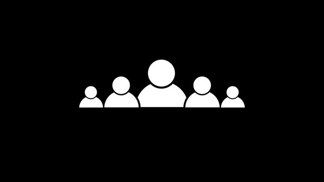 Simple abstract group of people graphic animation. Alpha channel. Transparent background motion design. 4K resolution.