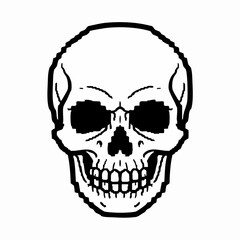 Obraz premium Stylized Skull Illustration With Pixelated Eyes.