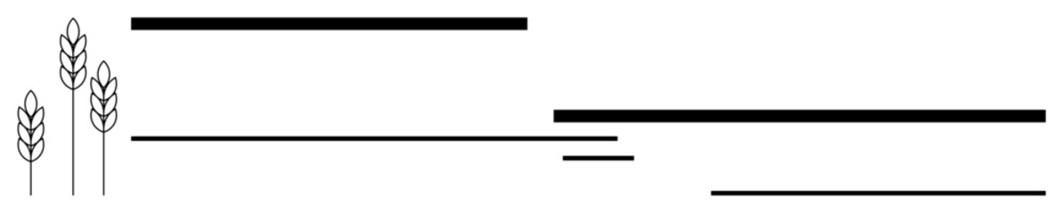 Fototapeta premium Three wheat stalks with bold parallel horizontal lines suggesting agriculture, growth, or minimal design. Ideal for farming, sustainability, economy, nature, organic products, eco-design rural