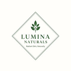 Lumina Naturals Logo with Green Leaves.