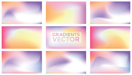 Fototapeta premium Pastel gradient mesh background collection with soft abstract fluid colors modern holographic vector design