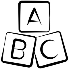 Alphabet Outline Hand Drawn Icon, Mini Illustration For Modern Concept, Print, Ui, Ux Kit, Web And App Development. Vector Related To Kindergarten, Preschool, Kids And Baby