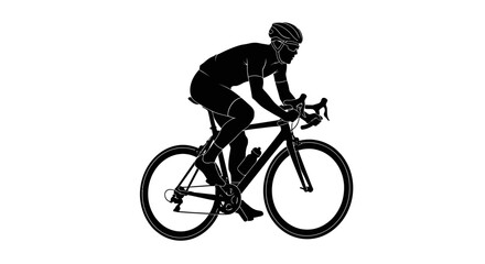 Naklejka premium Silhouette Cyclist Riding Bicycle