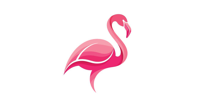 Elegant Pink Flamingo Bird Illustration with Stylized Feathers.