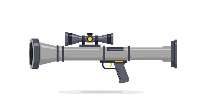 Rocket Launcher With Scope, Military Weapon, Flat Design, Vector Illustration