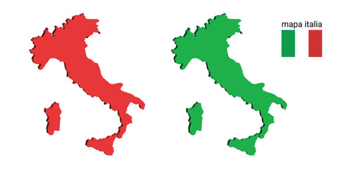Fototapeta premium Italian map outline red and green with flag colors