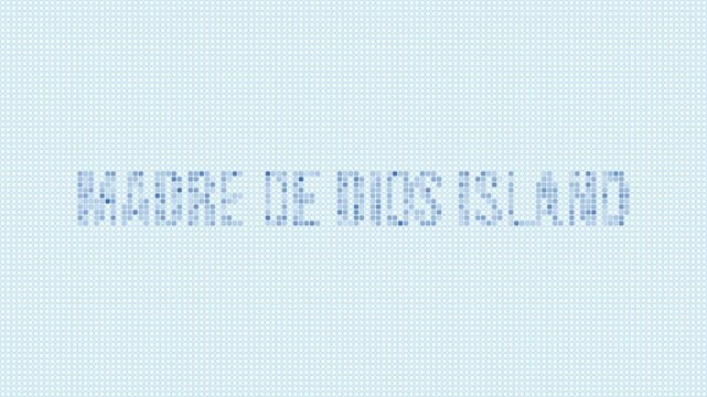 Madre de Dios Island dotted map animation. Digital style shape of Madre de Dios Island with title. Blue dots appear with flickering effect. Chile. Modern Intro, outro, title, logo video.