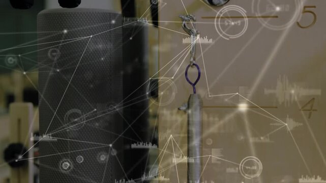 Vertical video: Spring hook emerging as camera panning rehab rig, network HUD highlighting numbers