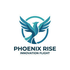 Fototapeta premium This striking logo features a phoenix rising, representing rebirth, innovation, and freedom, crafted in soothing tones that express vitality and transformation in the design world.