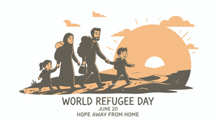 World Refugee Day Hope Away From Home vector illustration