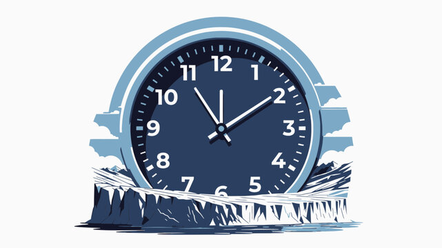 Frozen Time Clock Surrounded by Ice vector illustration