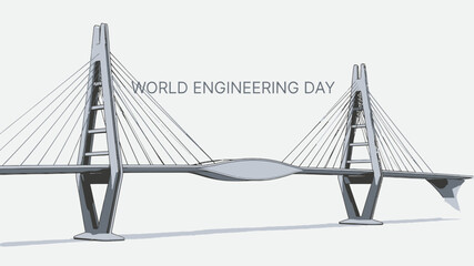 Fototapeta premium World Engineering Day Cable Stayed Bridge Design vector illustration