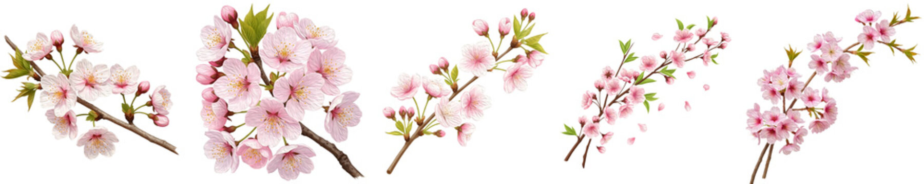 THE SERIES OF CHERRY BIOSSOMS SAKURA FIOWER ON WHITE BACKGROUND PNG PHOTO'''''