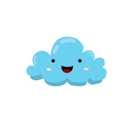 Obraz premium Cute Weather Icons Set – Cartoon Cloud, Sun, Rain, Snow, Rainbow and Storm Vector Illustration