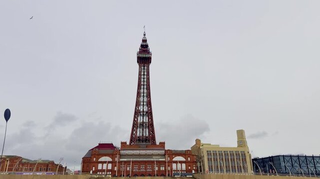 The Blackpool Tower in Blackpool, UK. Februari 14, 2026.
