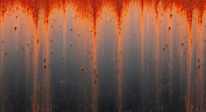 Abstract Rusty Metal Texture with Dripping Orange and Gray Tones.