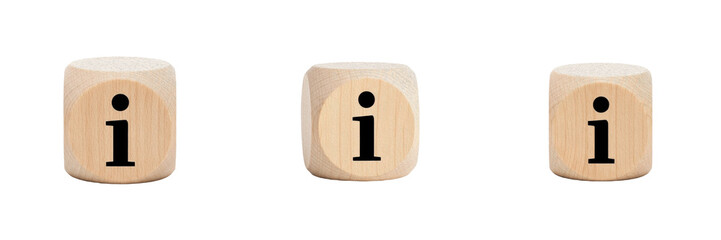 3D Wooden Cube Information Icon, Wooden Info Symbol, Timber Knowledge Instruction Block, Help Support Sign, Info Wood Cube, Isolated on White Background, PNG