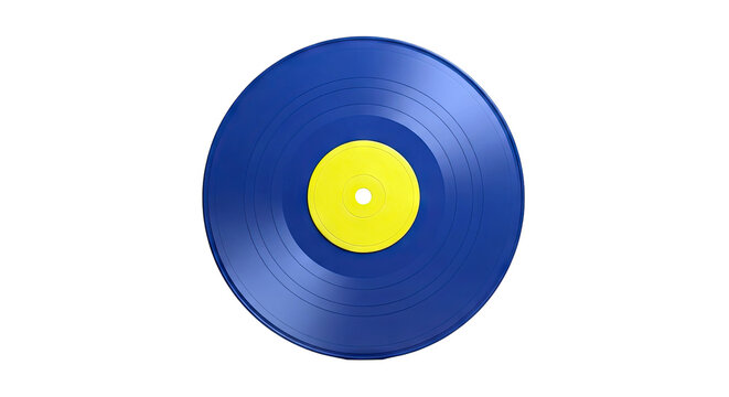 Blue Vinyl Record with Yellow Label