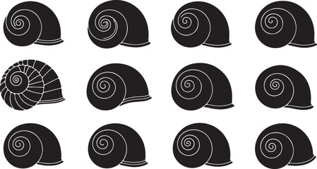 Snail Silhouette Set Garden Mollusk Animal Vector Illustration © Ai_Images