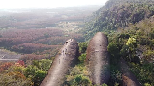 クジラ岩の空撮　ブンカーン県・タイ　Hin Sam Wan, 3 whale rock, Thailand　Drone Shooting