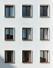 Fototapeta premium Symmetrical Windows on a White Building Facade.