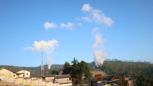 Natural steam plumes rising in the area of Garut Regency originate from geothermal (thermal)