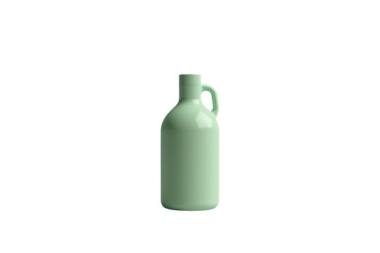 Green jug with a handle, showing a simple, opaque plastic liquid container concept. Isolated with a transparent background