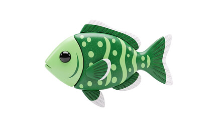 3D Render of a Stylized Green Fish Toy