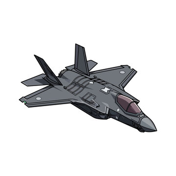 F-35 Lightning II Stealth Multi-role Fighter Jet Vector Illustration Isolated on White Background.