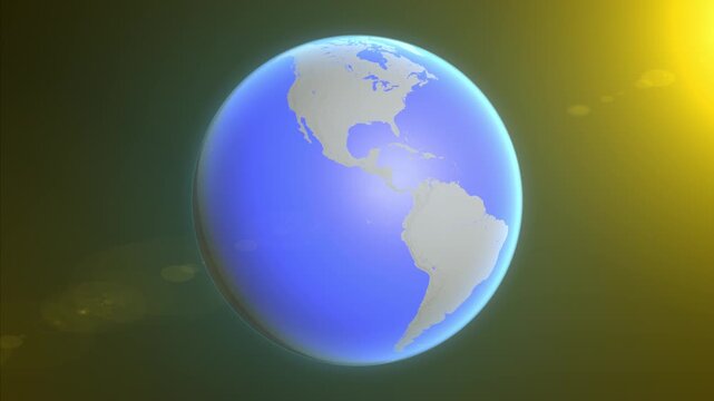 The animation shows a graphic representation of the earth and highlights the location and map of Grenada colored red.