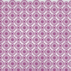 Fototapeta premium Seamless purple retro floral starburst pattern on light textured background. Vintage mid-century repeat design for fabric, wallpaper, scrapbook and decor.
