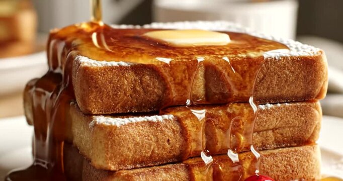 French toast with syrup and butter.